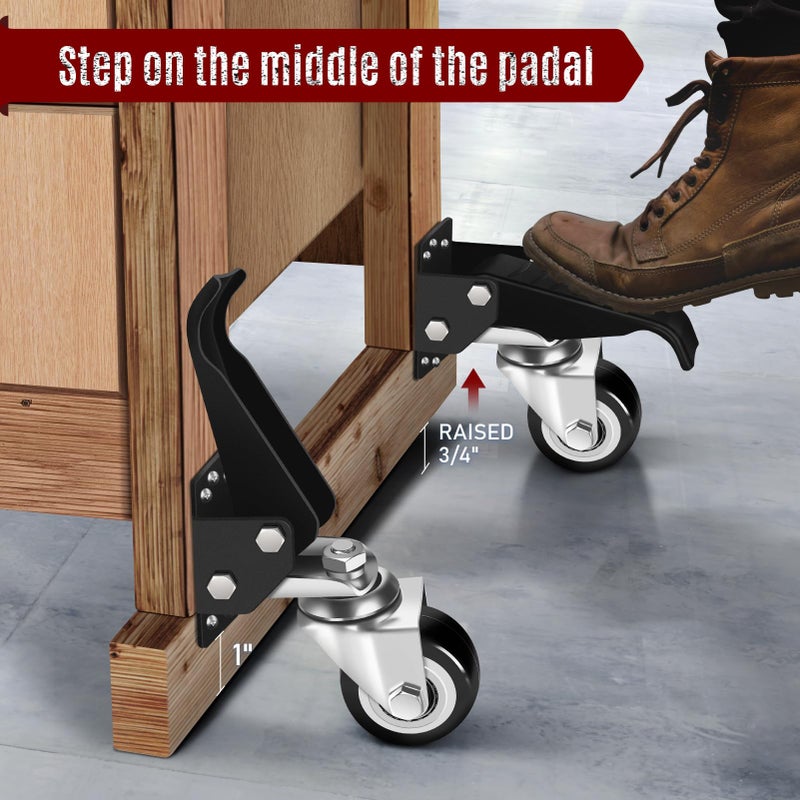 SPACECARE Retractable Workbench Casters Kit, Heavy Duty Workbenches Wheels with 800 lbs Capacity, Adjustable Workbench Casters for Workbenches, Tables, and Cabinets, Easy to Install 4 Pack - Image 5